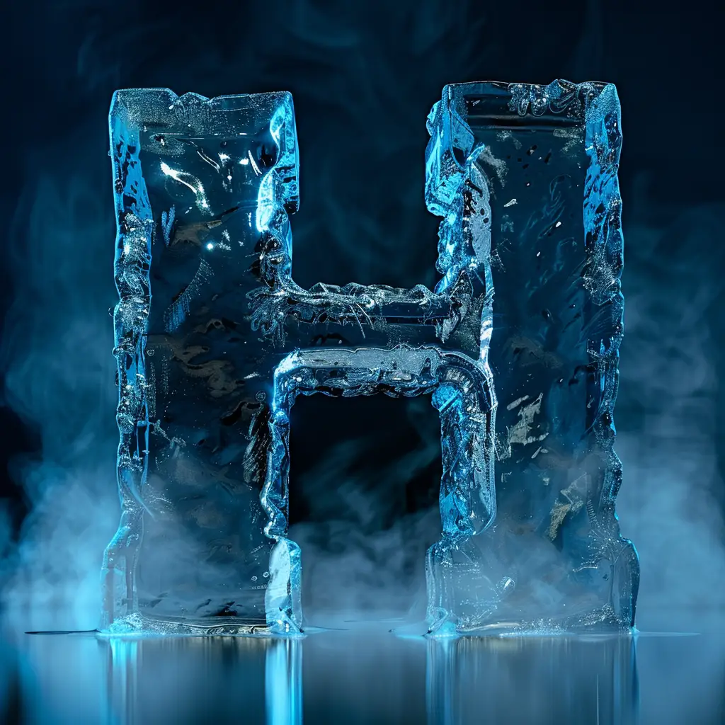 H letter cold ice block word text freeze 3D