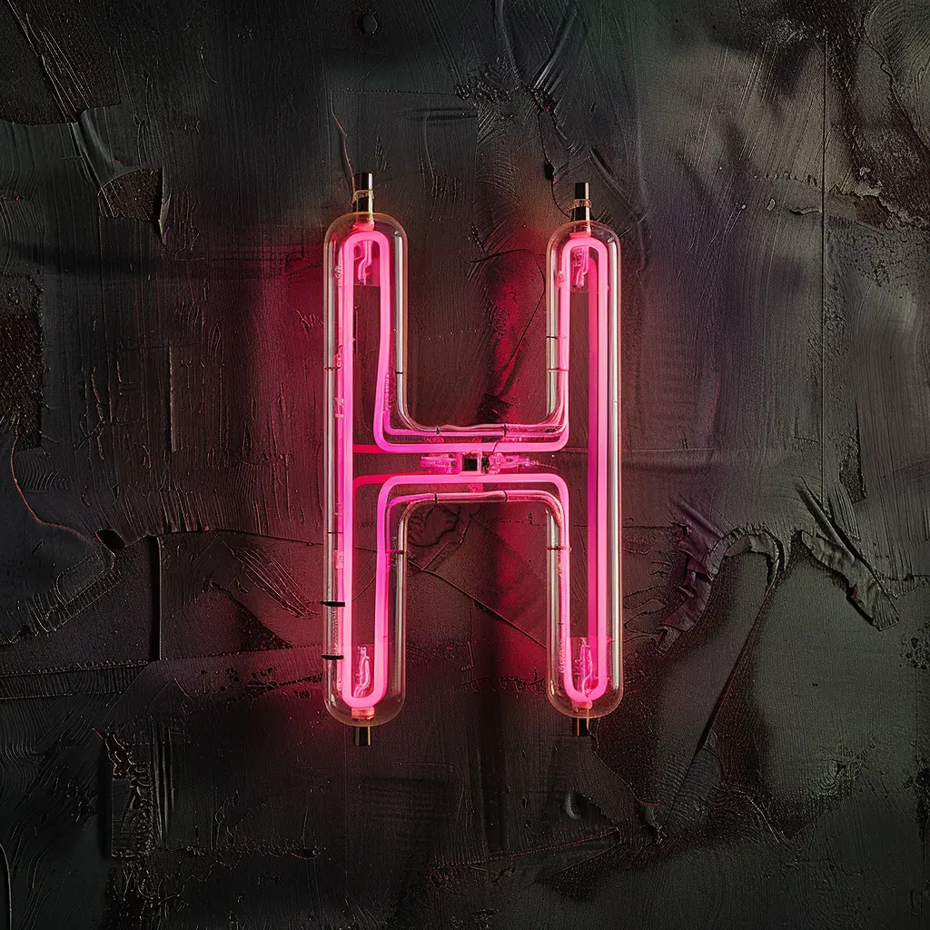 H letter red LED light neon text word