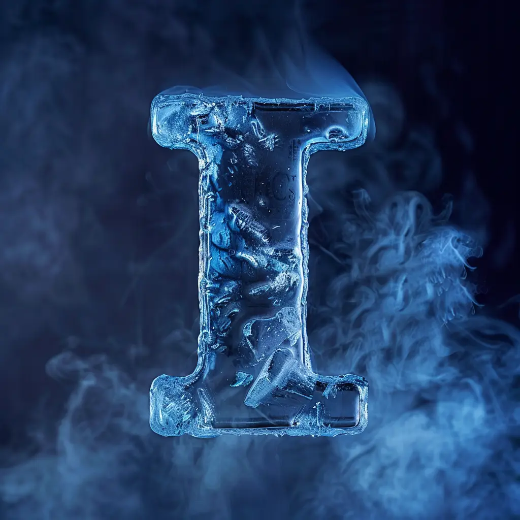 I letter cold ice block 3D text word freeze