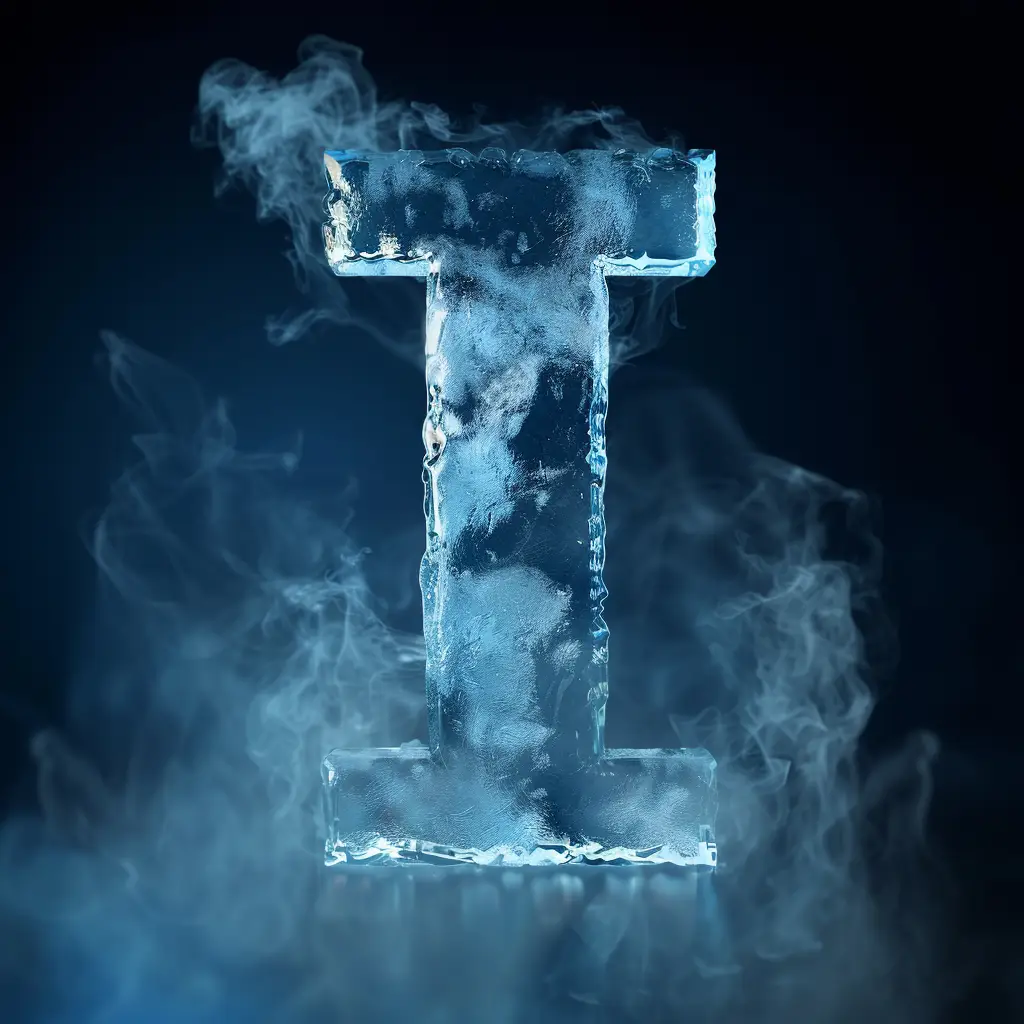 I letter cold ice block text word 3D freeze