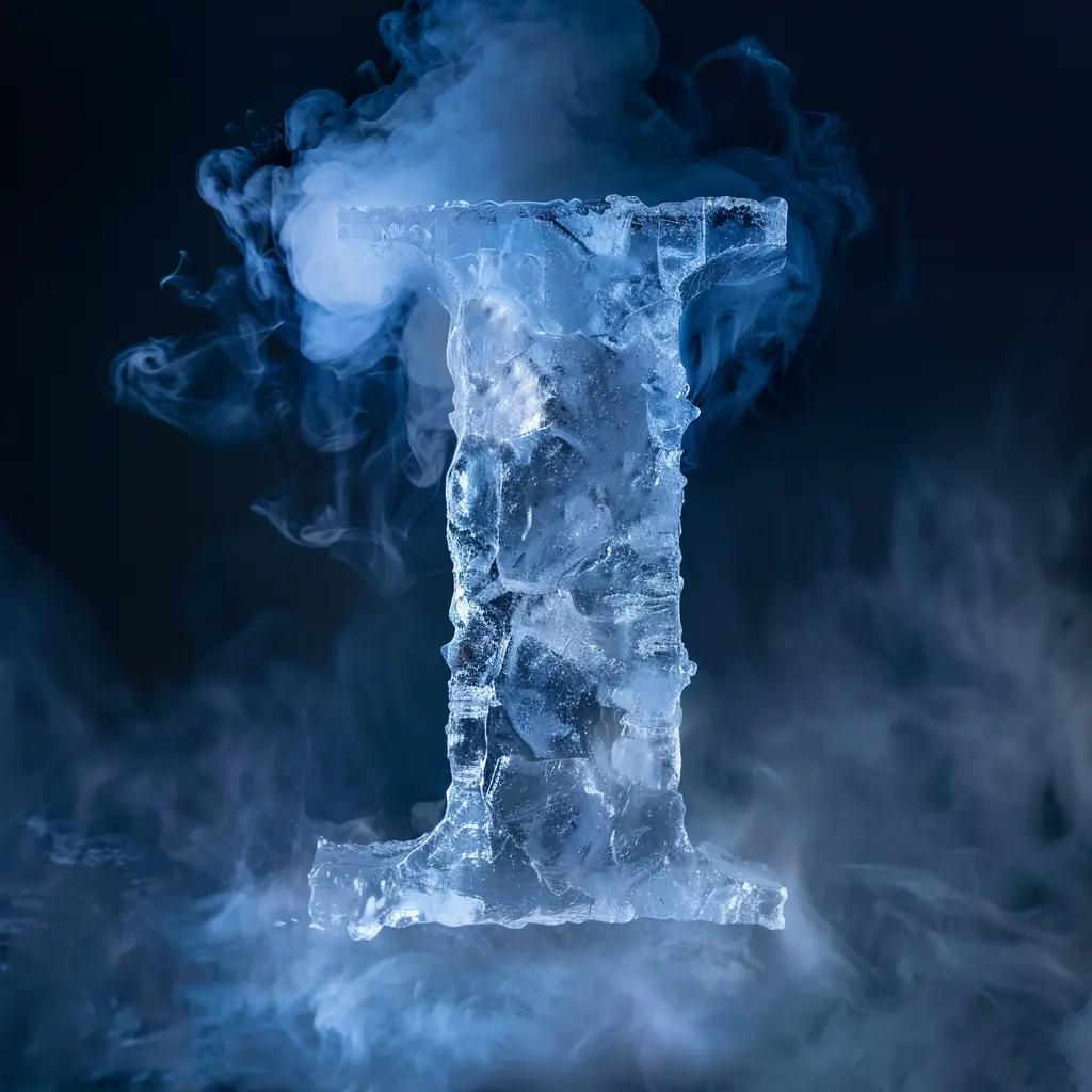 I letter cold ice block text word freeze 3D
