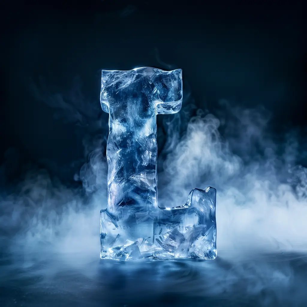 L letter cold ice block text word freeze 3D