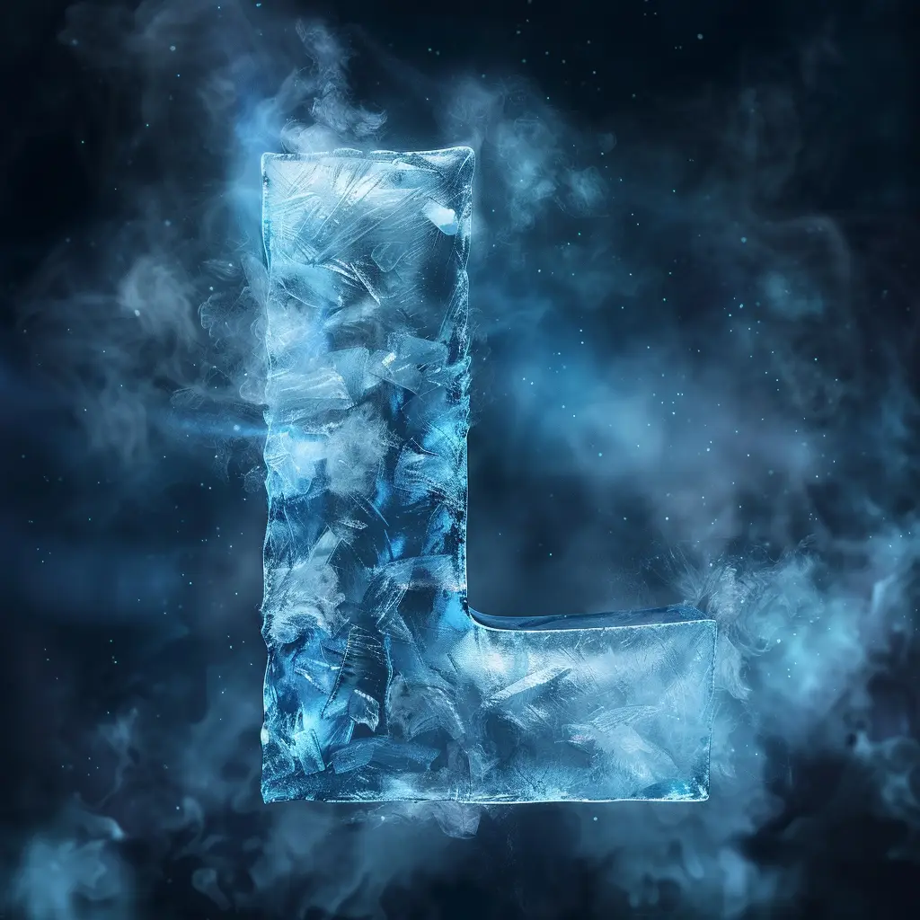L letter cold ice block word text freeze 3D