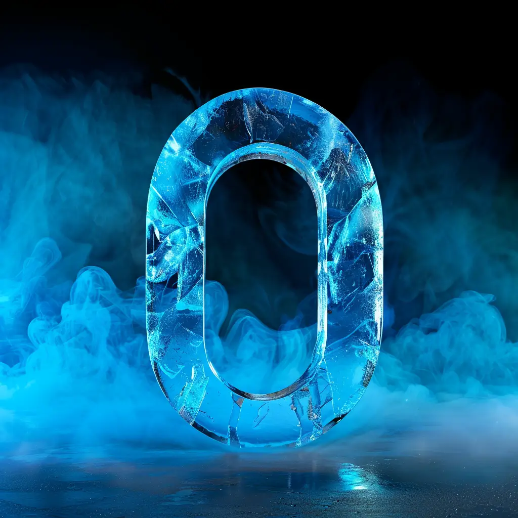 O letter cold ice block text word freeze 3D