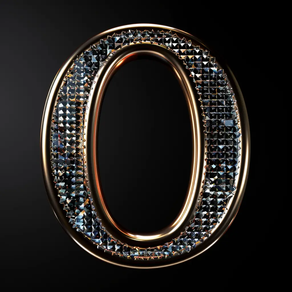O letter word text type diamond gold 3D
