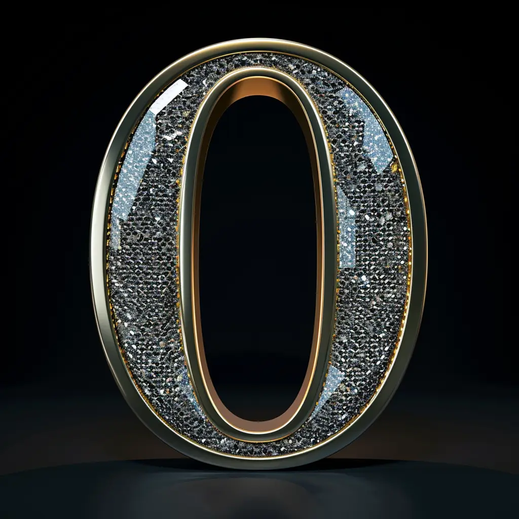 O letter word type text 3D diamond gold