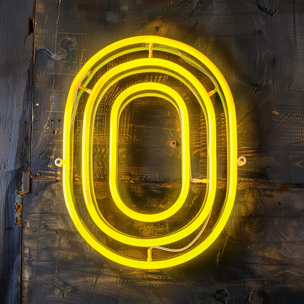 O letter yellow LED neon light word text