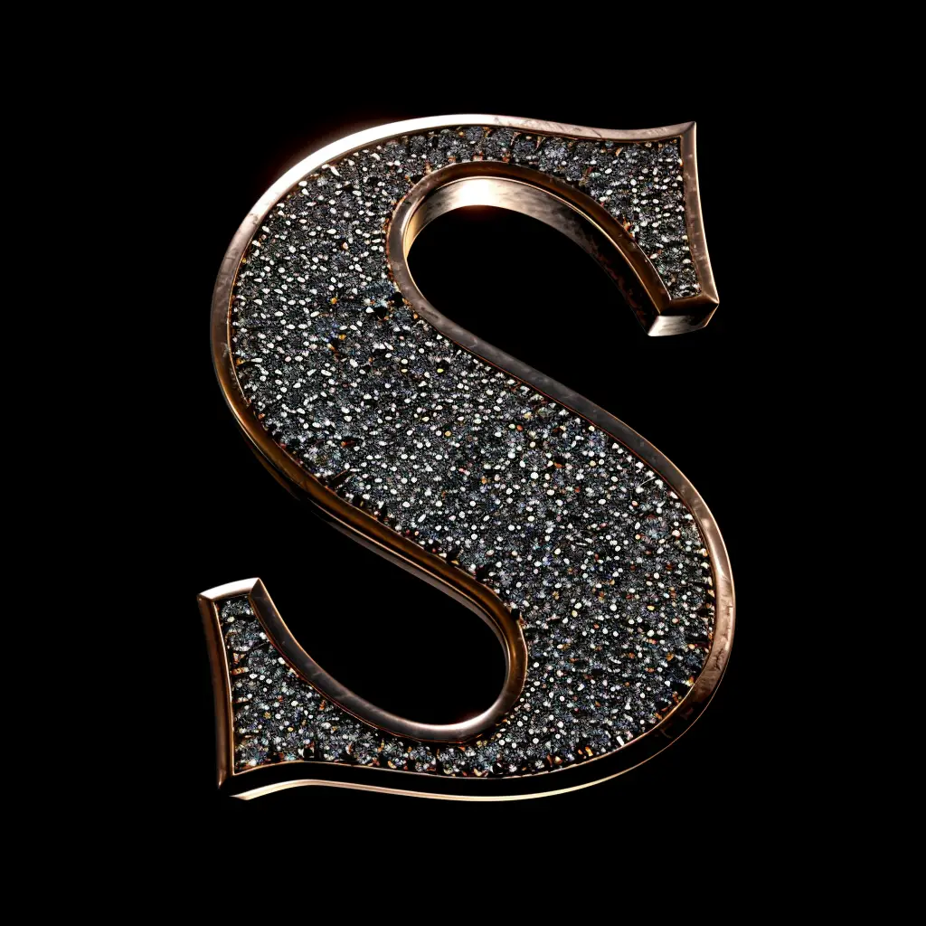 S letter word type text diamond gold 3D