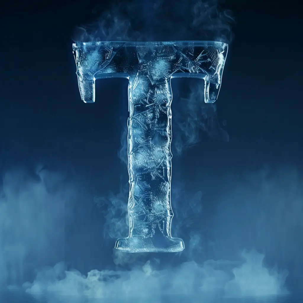 T letter cold ice block word text freeze 3D