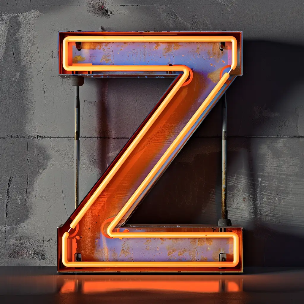 Z letter orange LED neon light text word