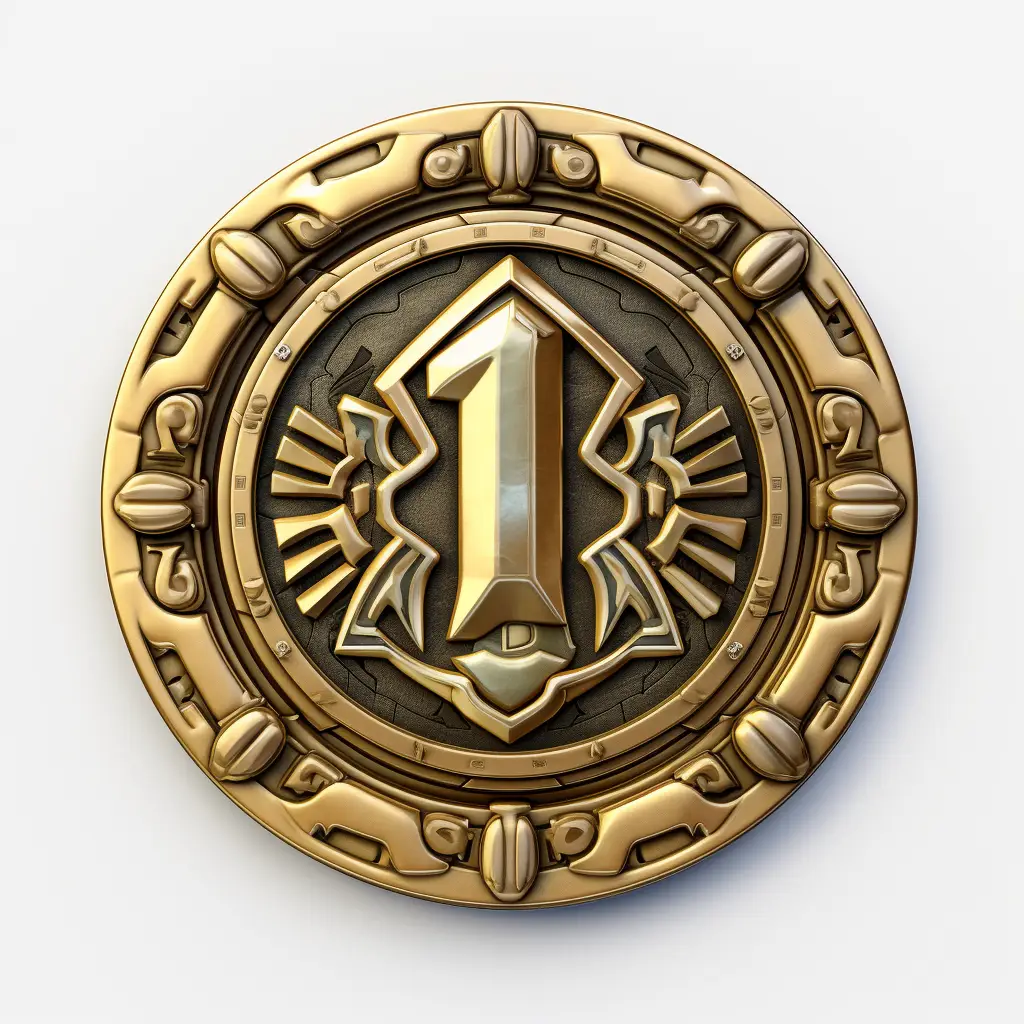 badge logo 1 number gold coin golden