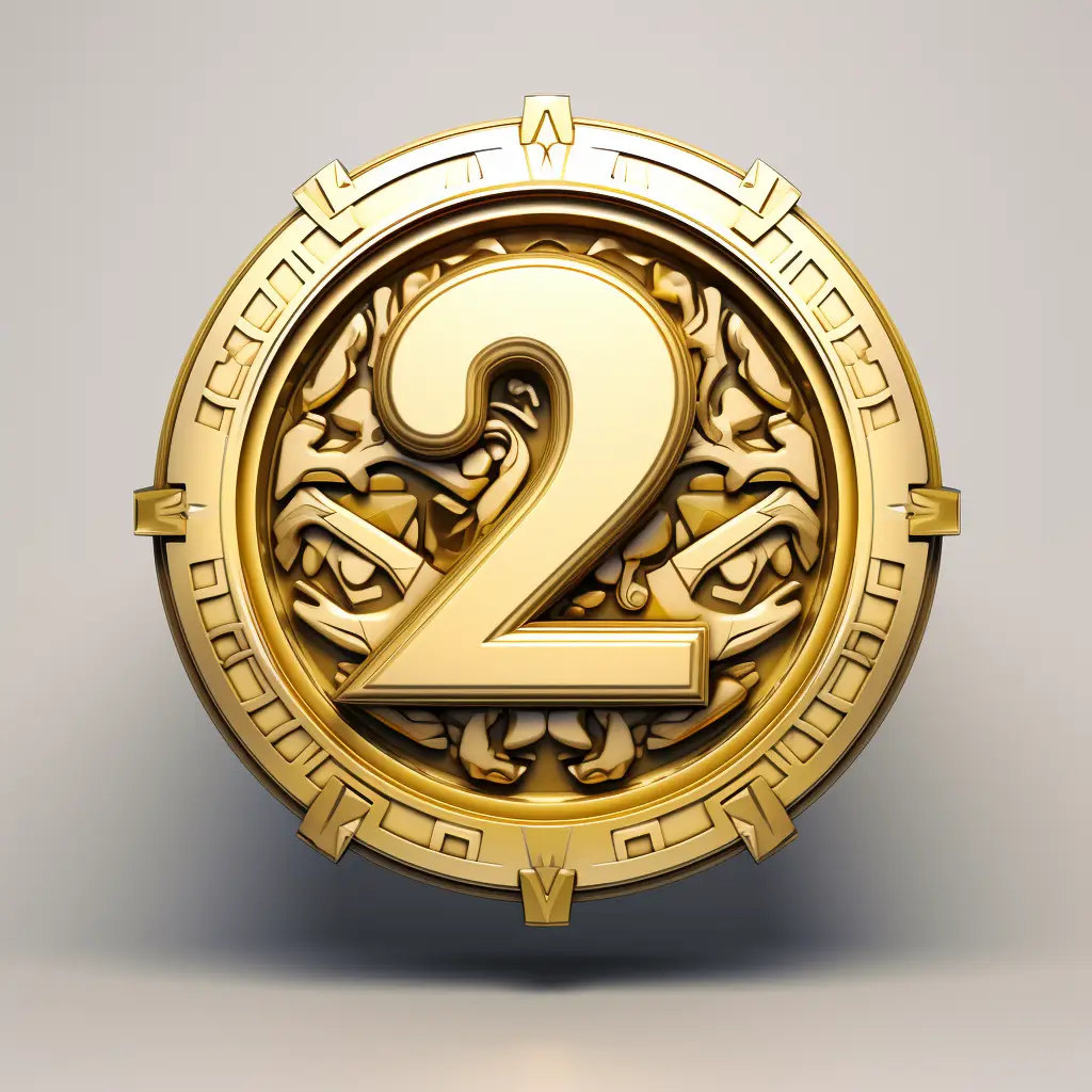 badge logo 2 number gold golden coin