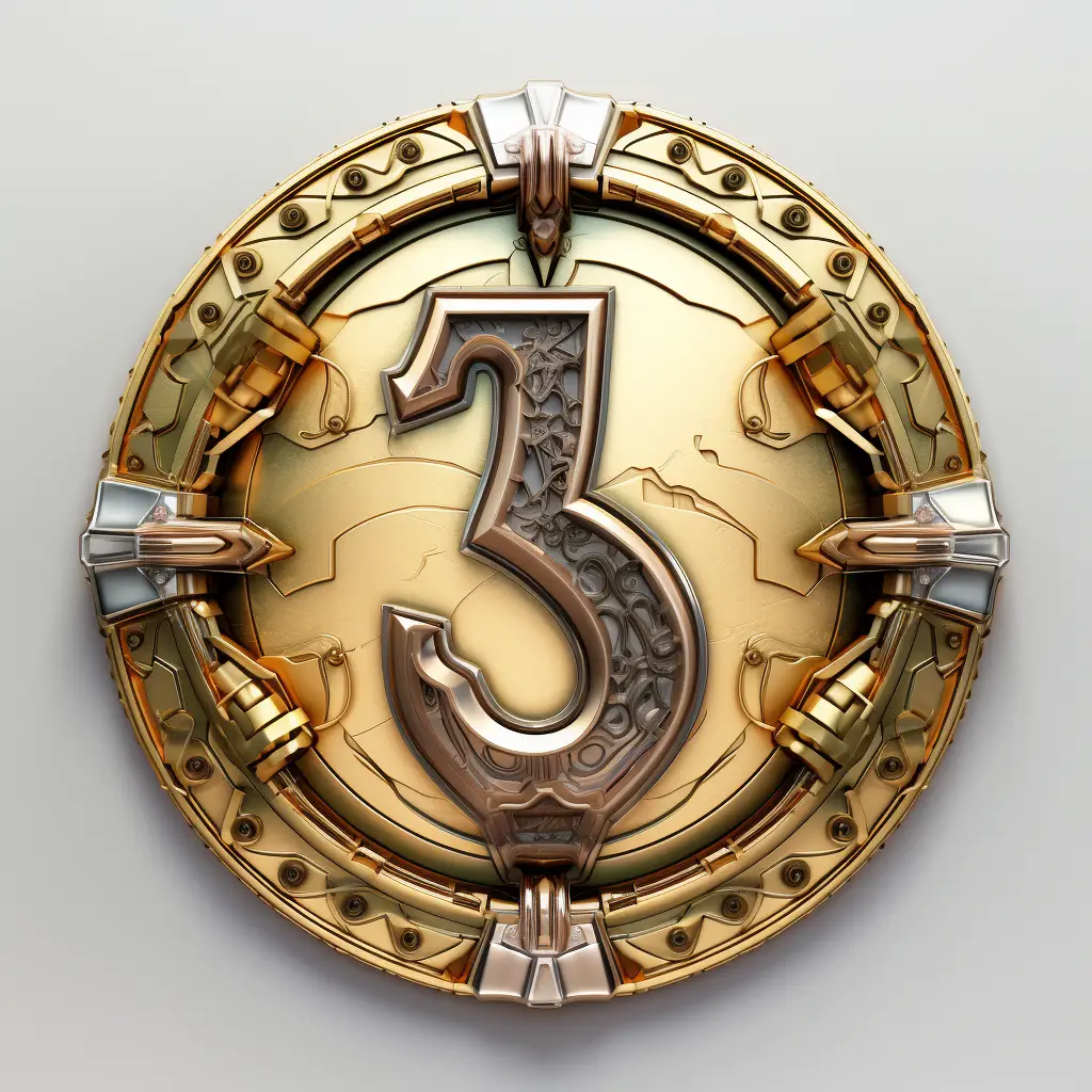 badge logo 3 number gold coin golden