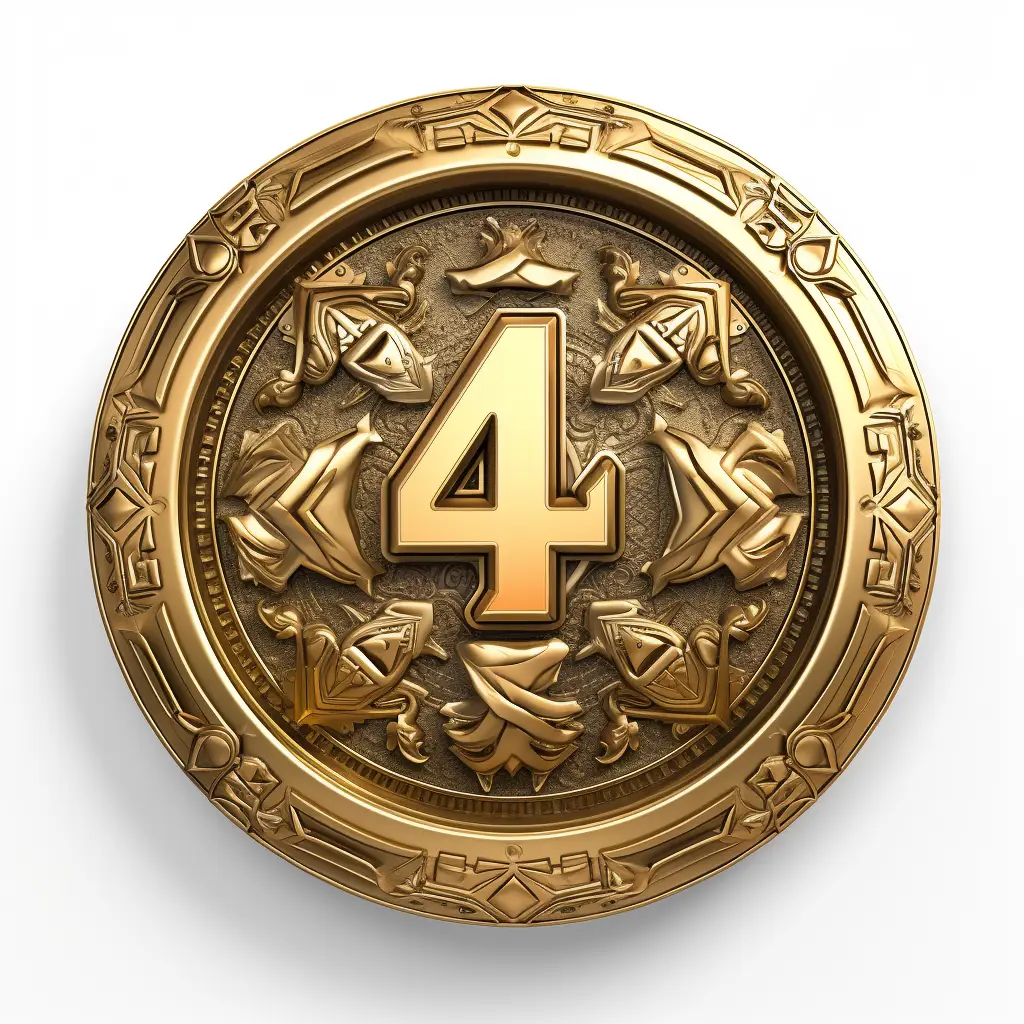badge logo 4 number gold coin golden