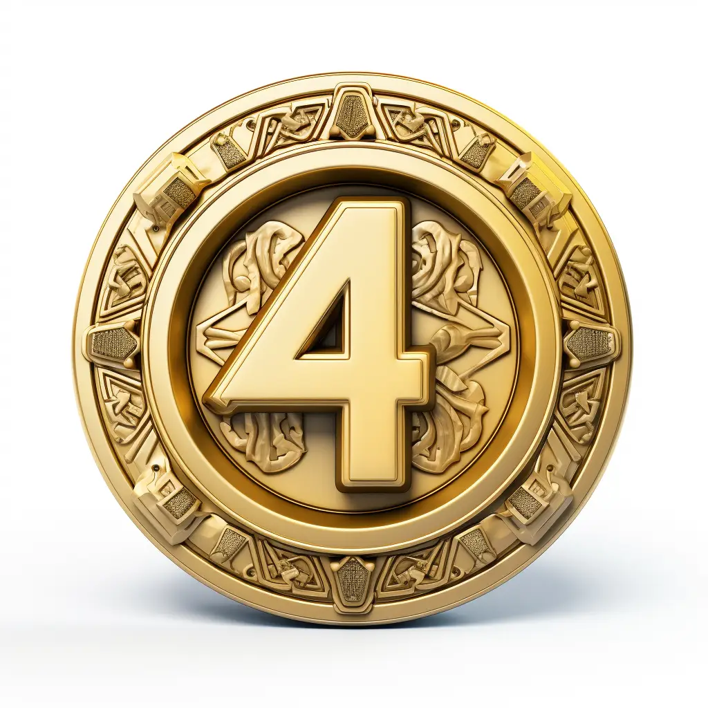 badge logo 4 number gold golden coin