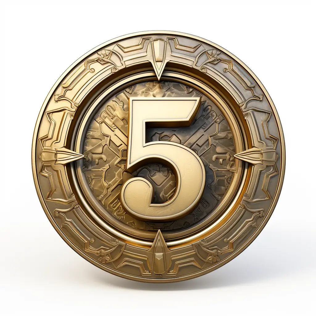 badge logo 5 number gold golden coin