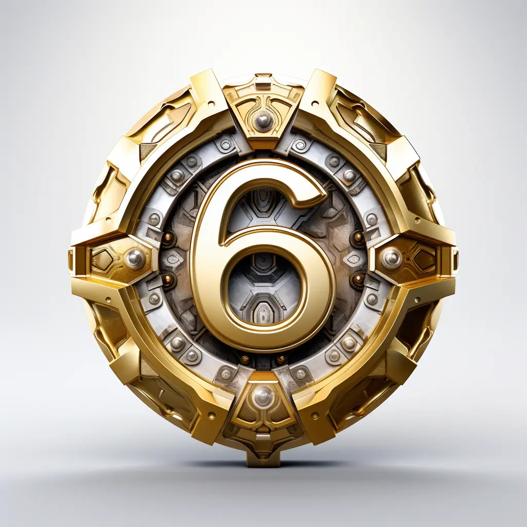 badge logo 6 number gold golden coin
