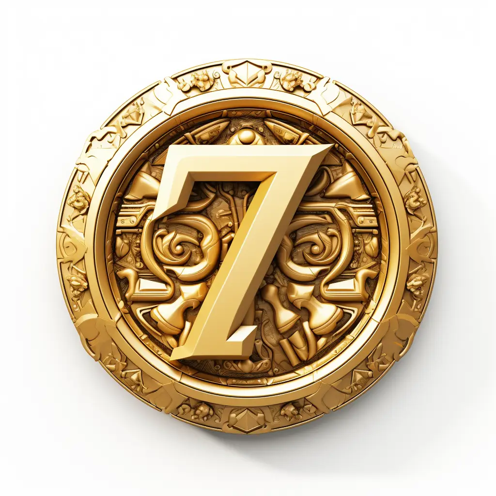 badge logo 7 number gold coin golden