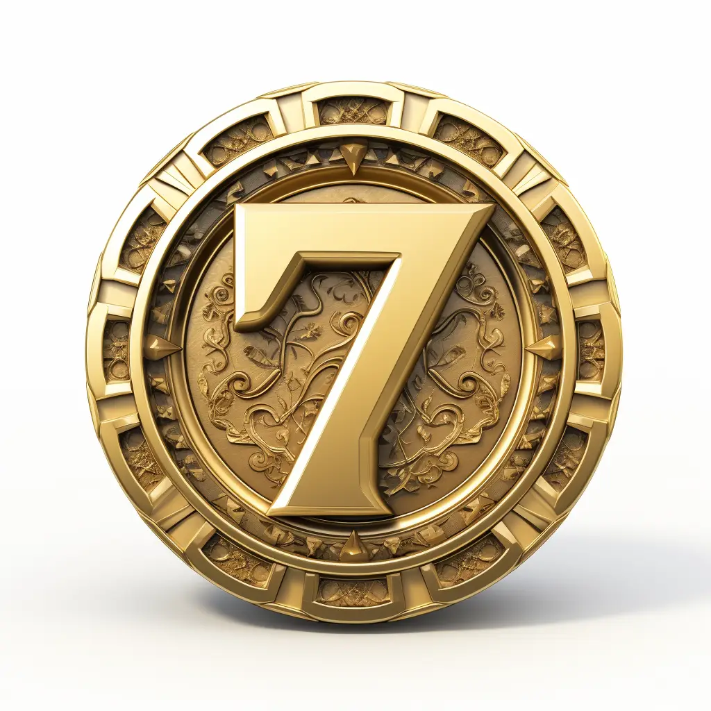 badge logo 7 number gold golden coin