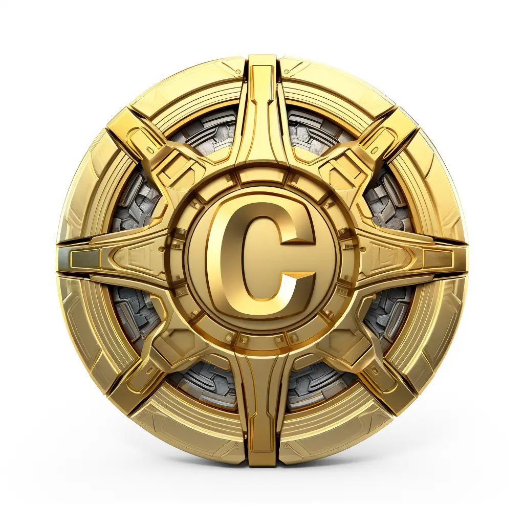 badge logo C letter gold coin golden
