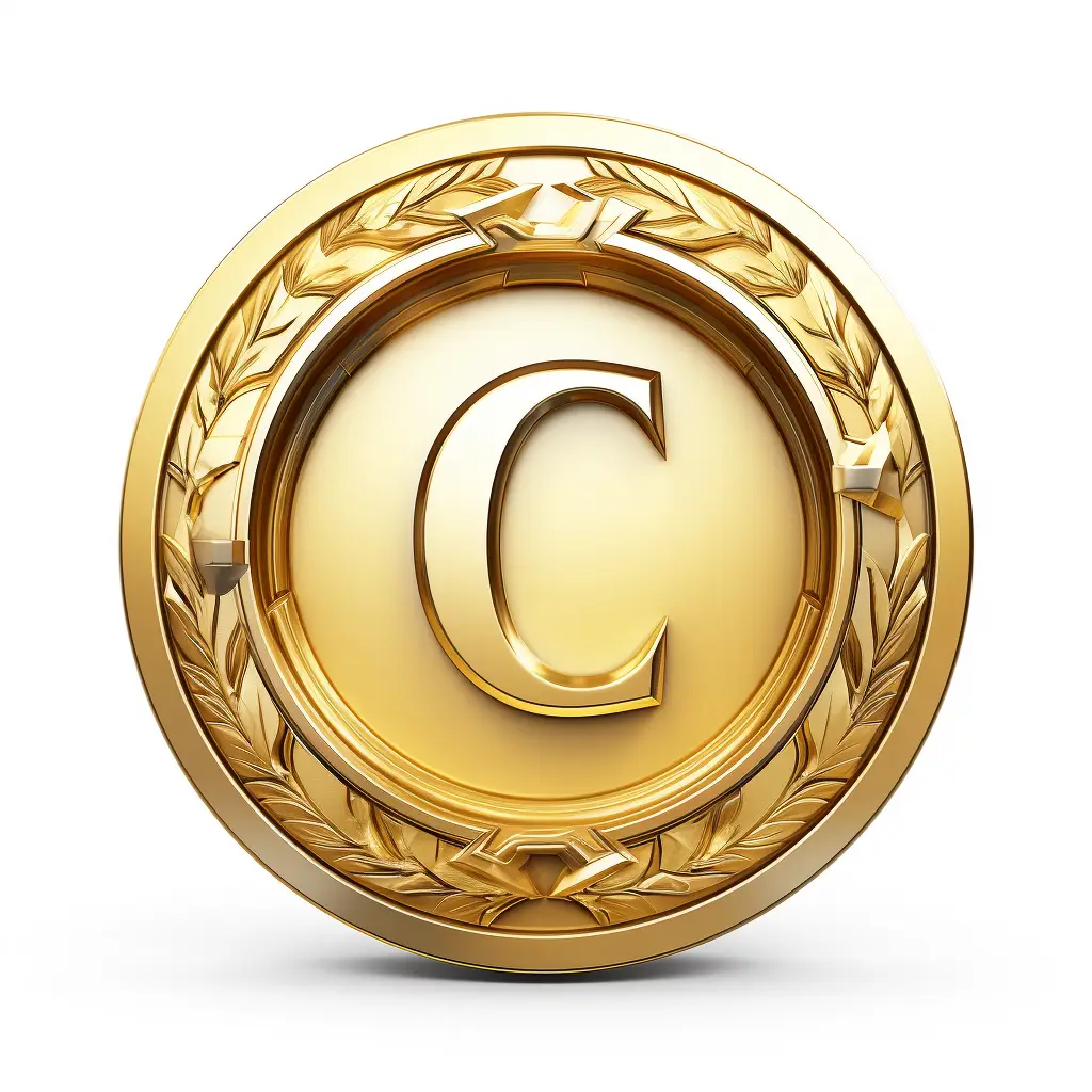 badge logo C letter gold golden coin