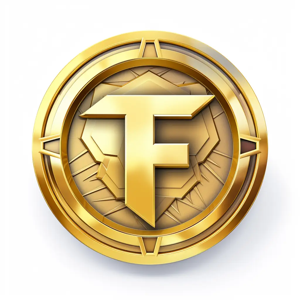 badge logo F letter gold golden coin