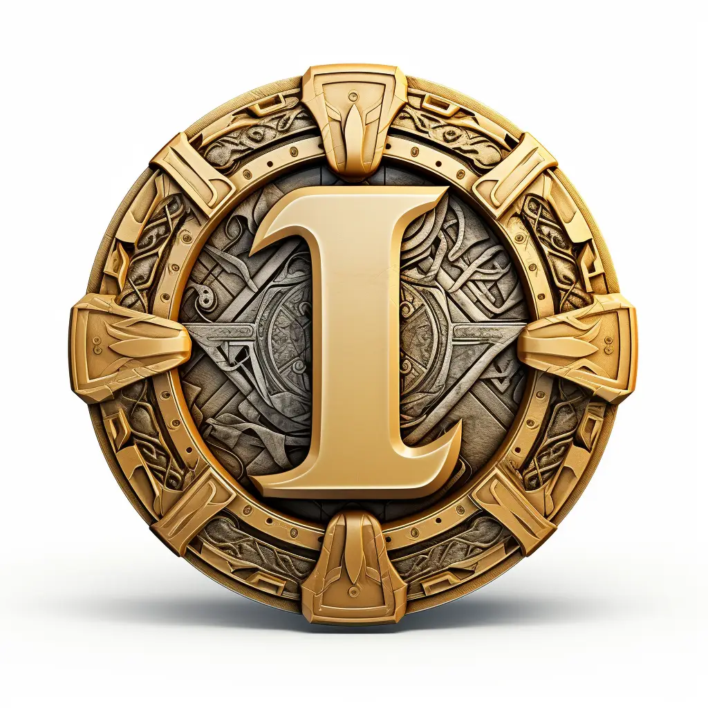badge logo I letter gold golden coin