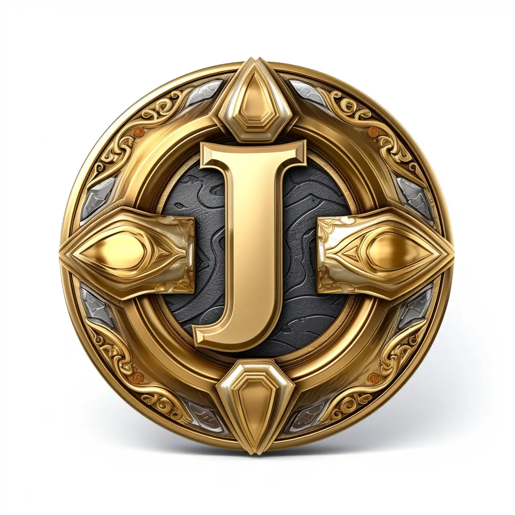 badge logo J letter gold coin golden