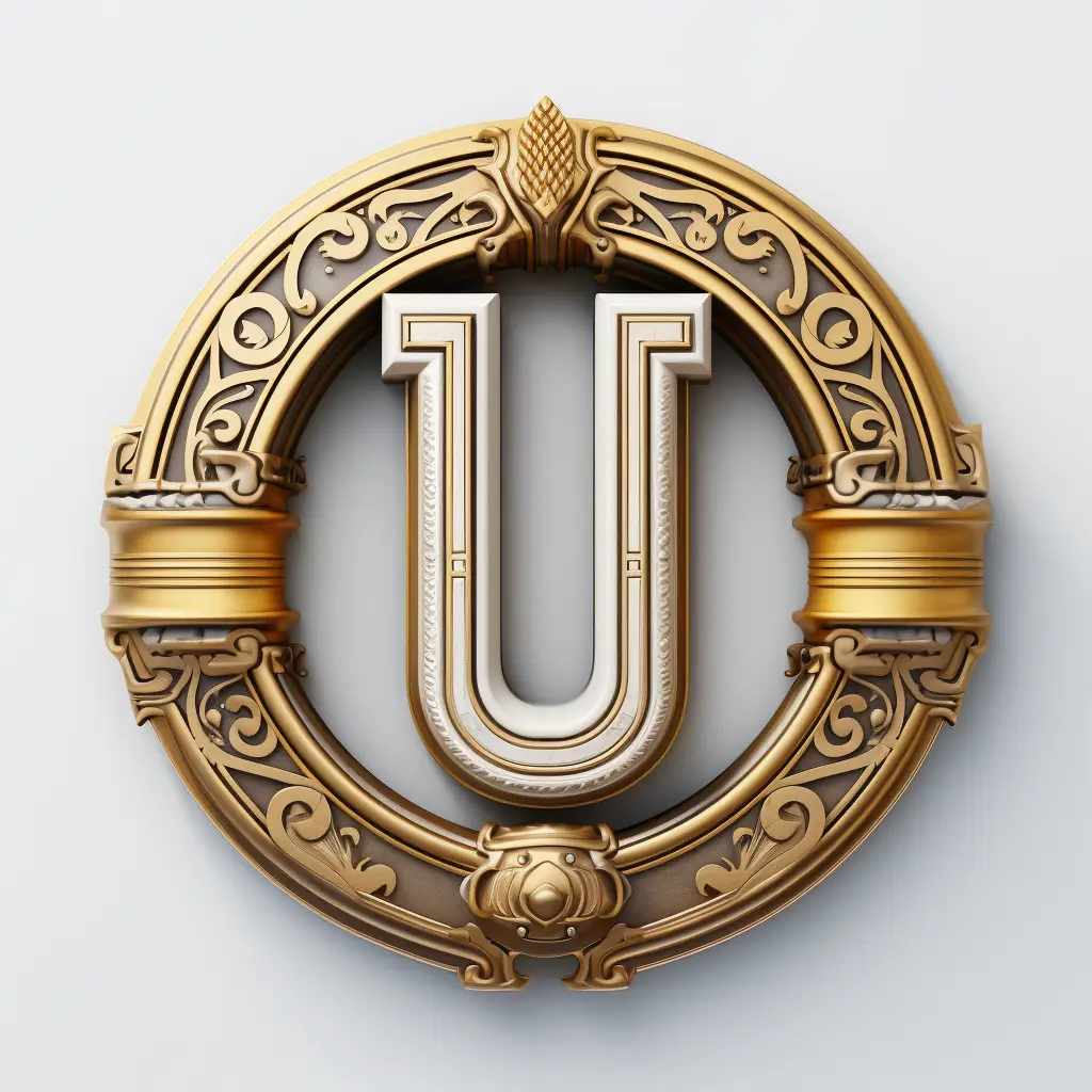 badge logo U letter gold golden coin