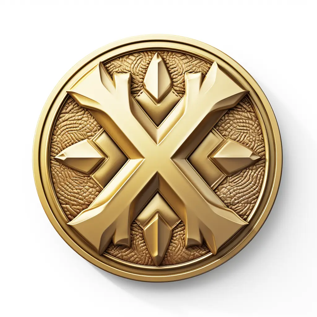 badge logo X letter gold golden coin