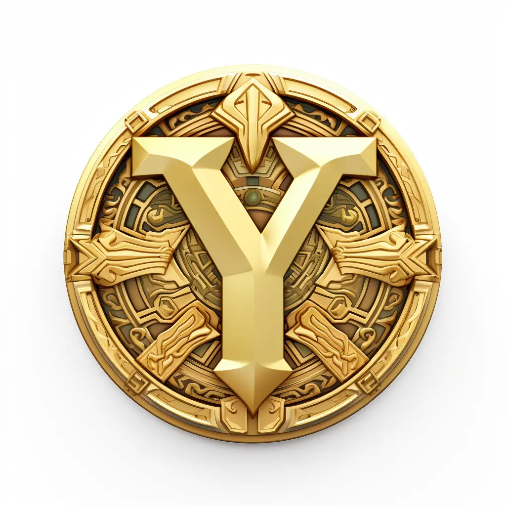 badge logo Y letter gold coin golden