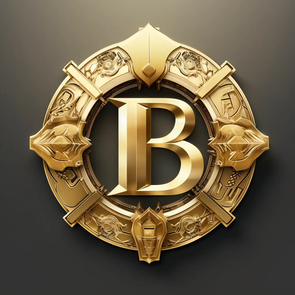 badge logo letter B gold coin golden