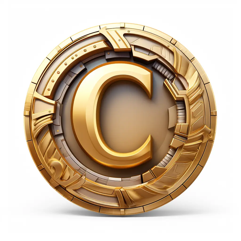 badge logo letter C gold coin golden