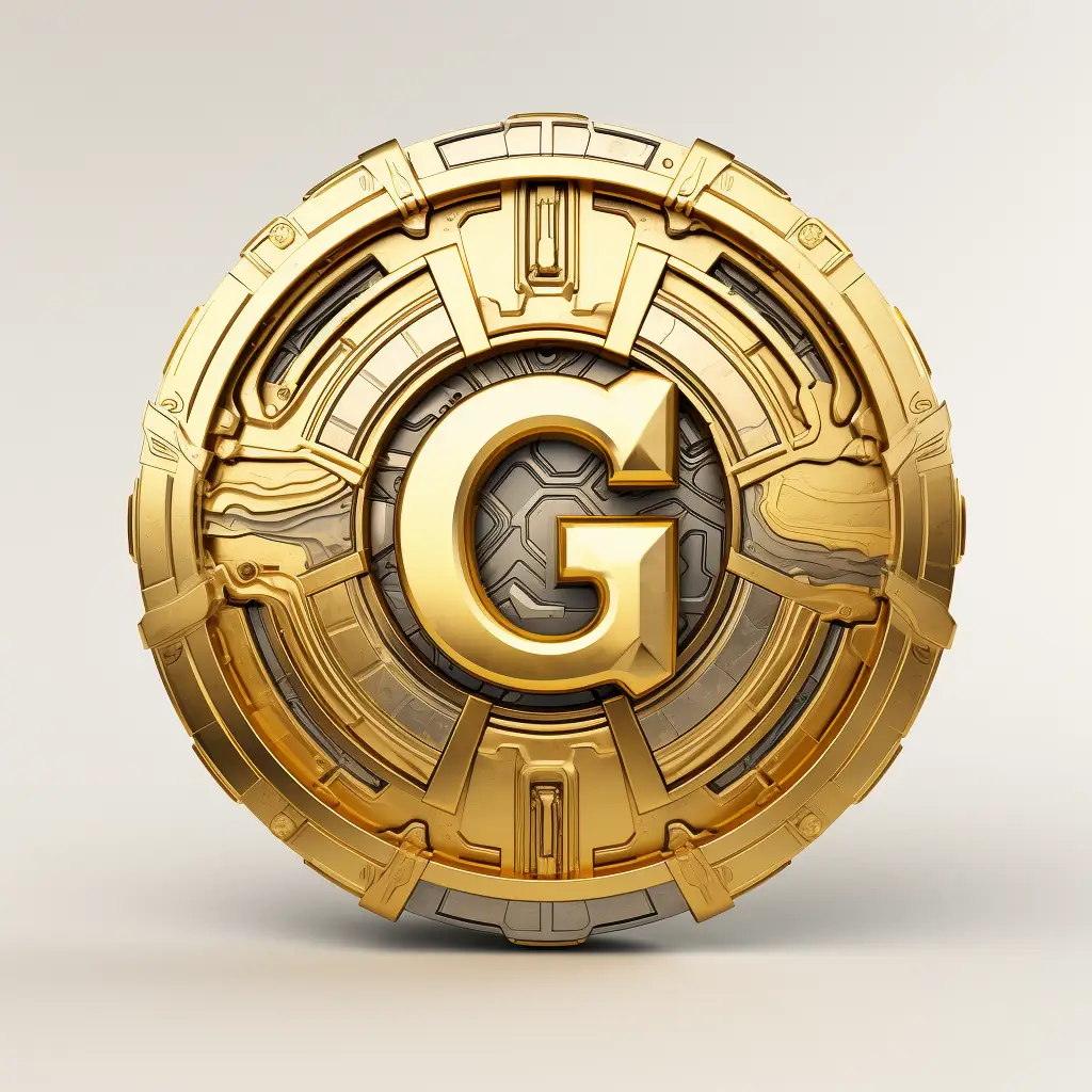 badge logo letter G gold coin golden