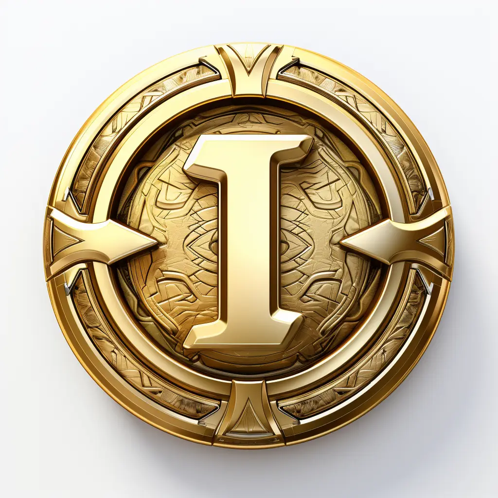 badge logo letter I gold coin golden