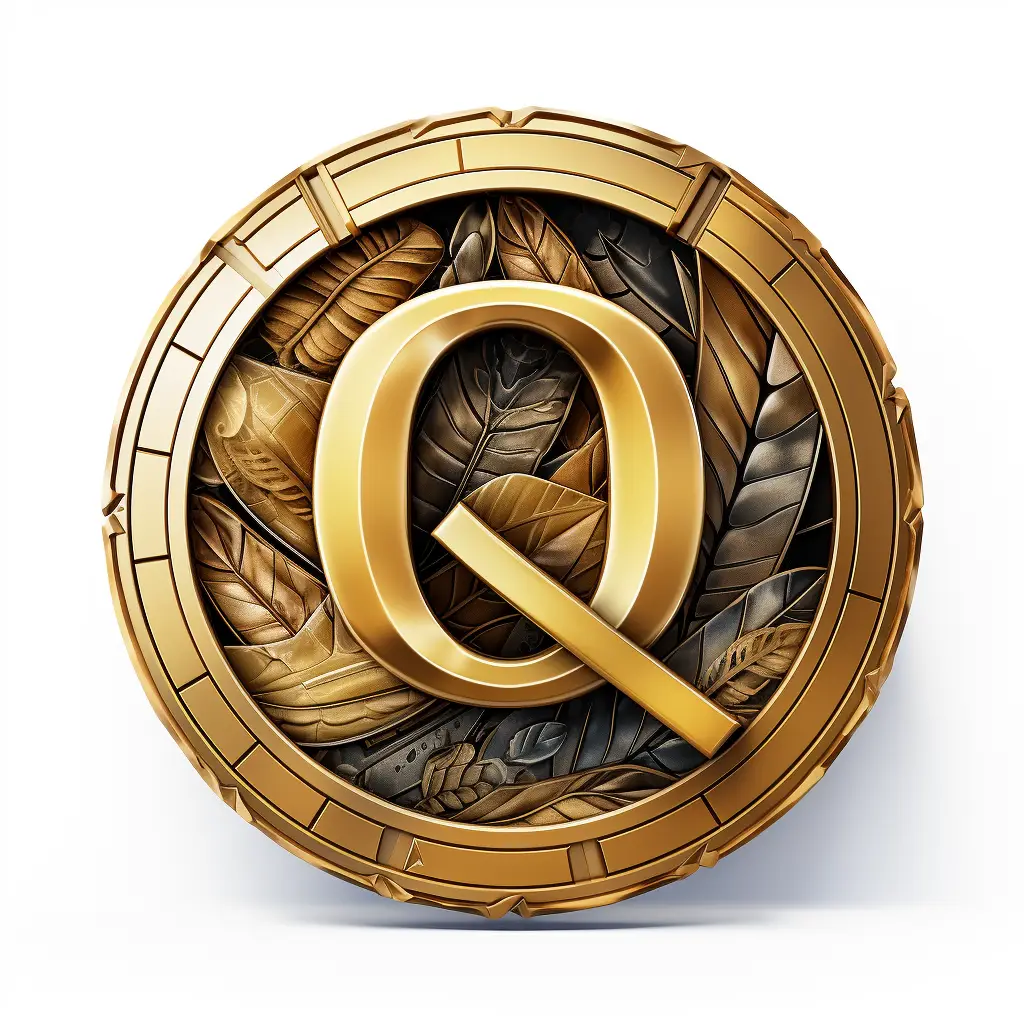 badge logo letter Q gold coin golden