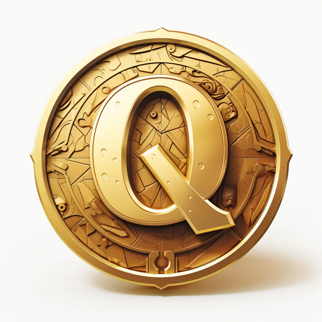badge logo letter Q gold golden coin