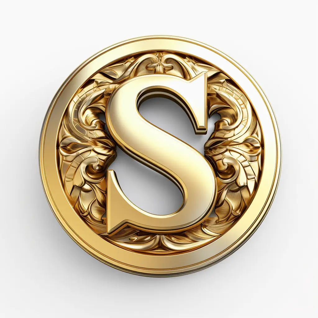 badge logo letter S gold coin golden