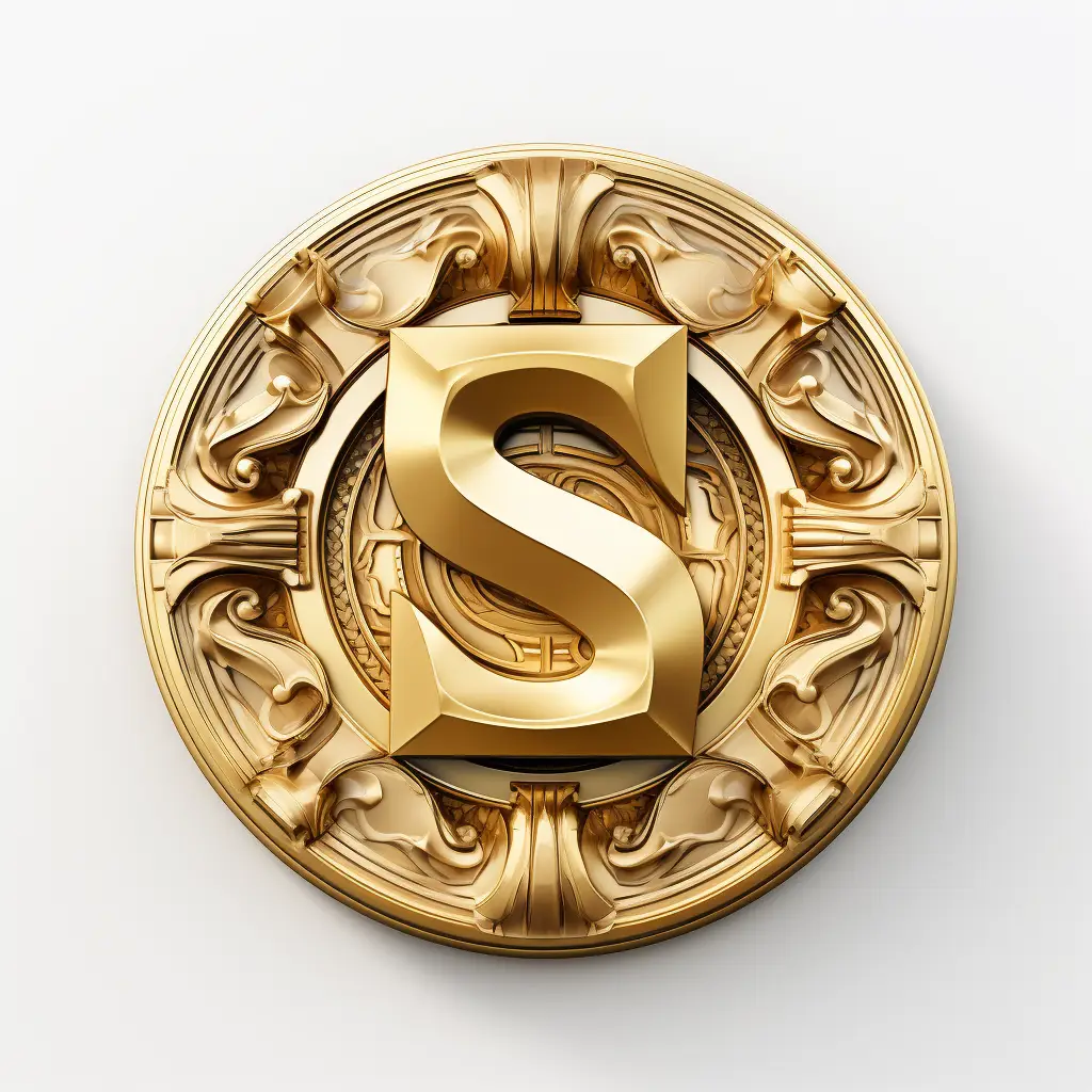 badge logo letter S gold golden coin