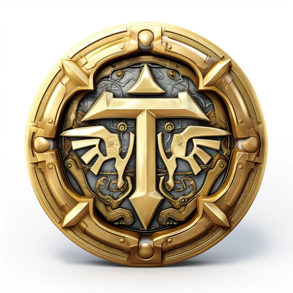 badge logo letter T gold golden coin