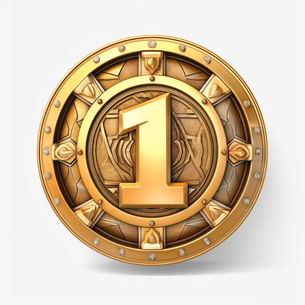 badge logo number 1 gold coin golden