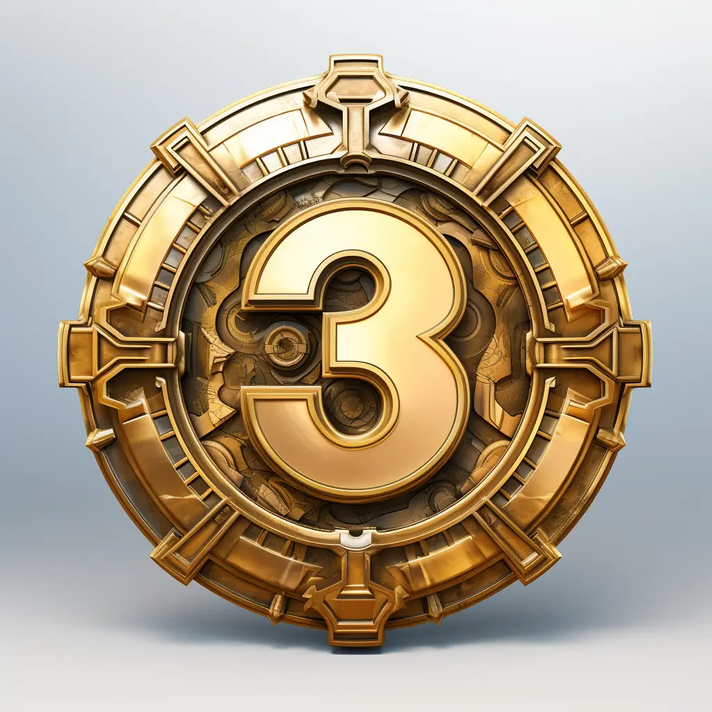 badge logo number 3 gold coin golden