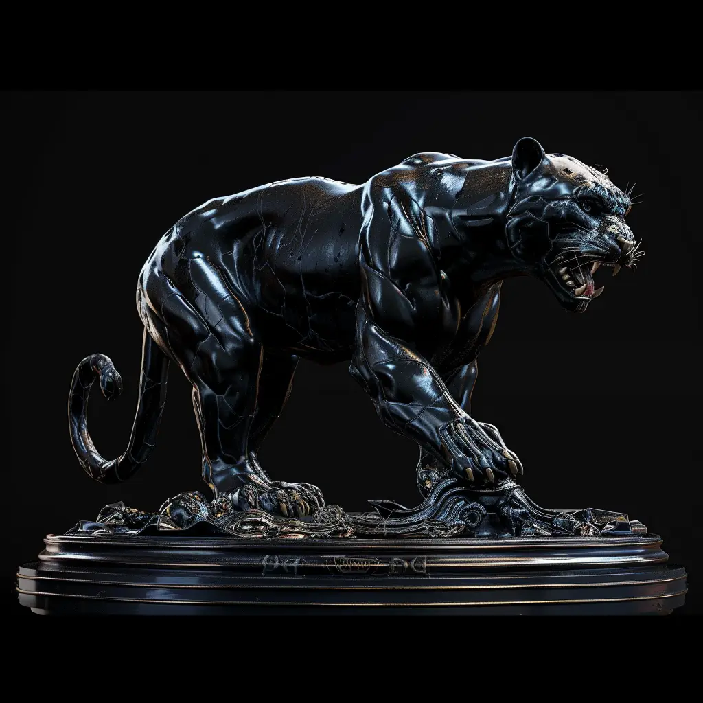 black panther statue art 3D