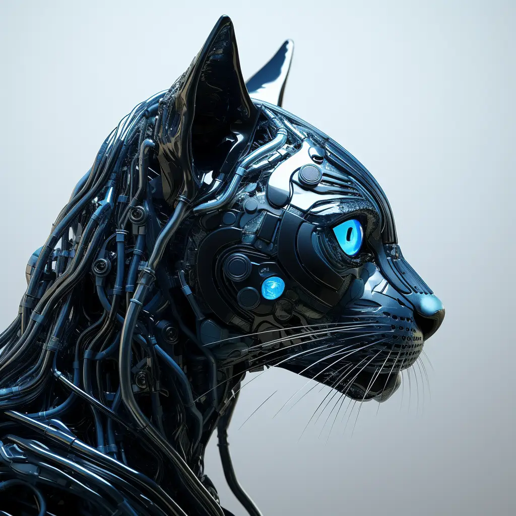 cat head robot anatomy science fiction 3D technology