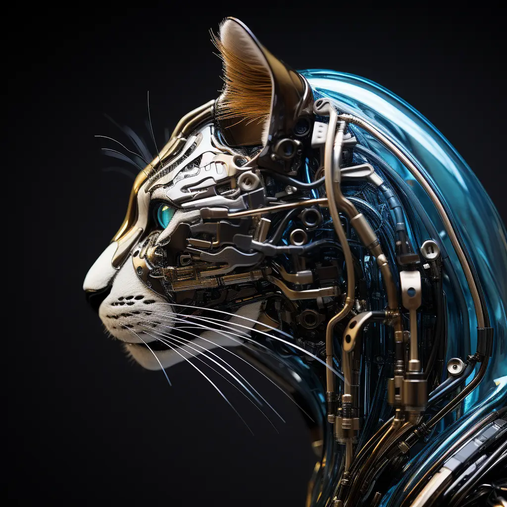 cat head robot anatomy technology science fiction 3D