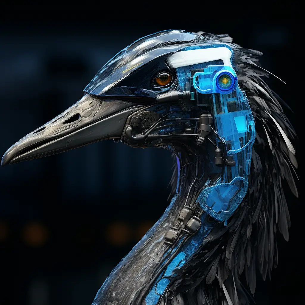 crane bird goose head robot anatomy science fiction 3D technology