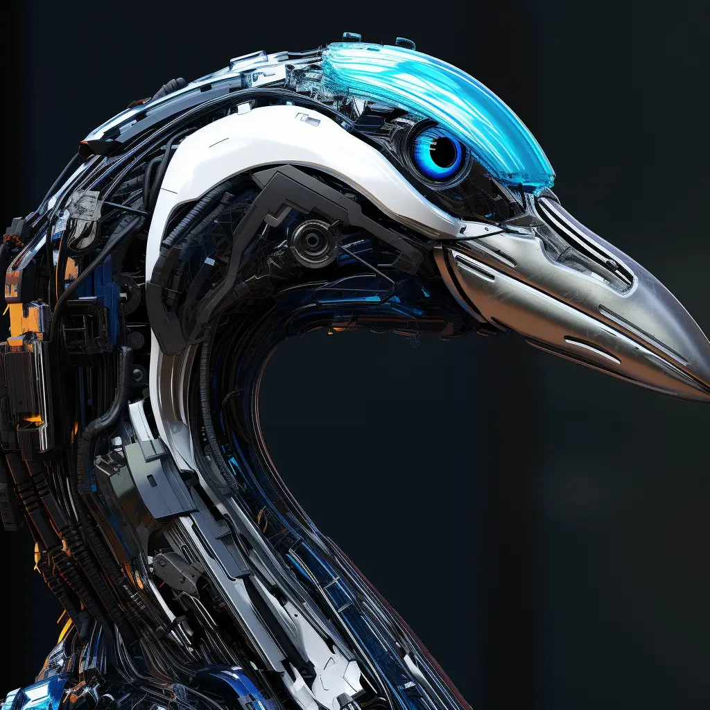 crane bird goose head robot anatomy technology science fiction 3D