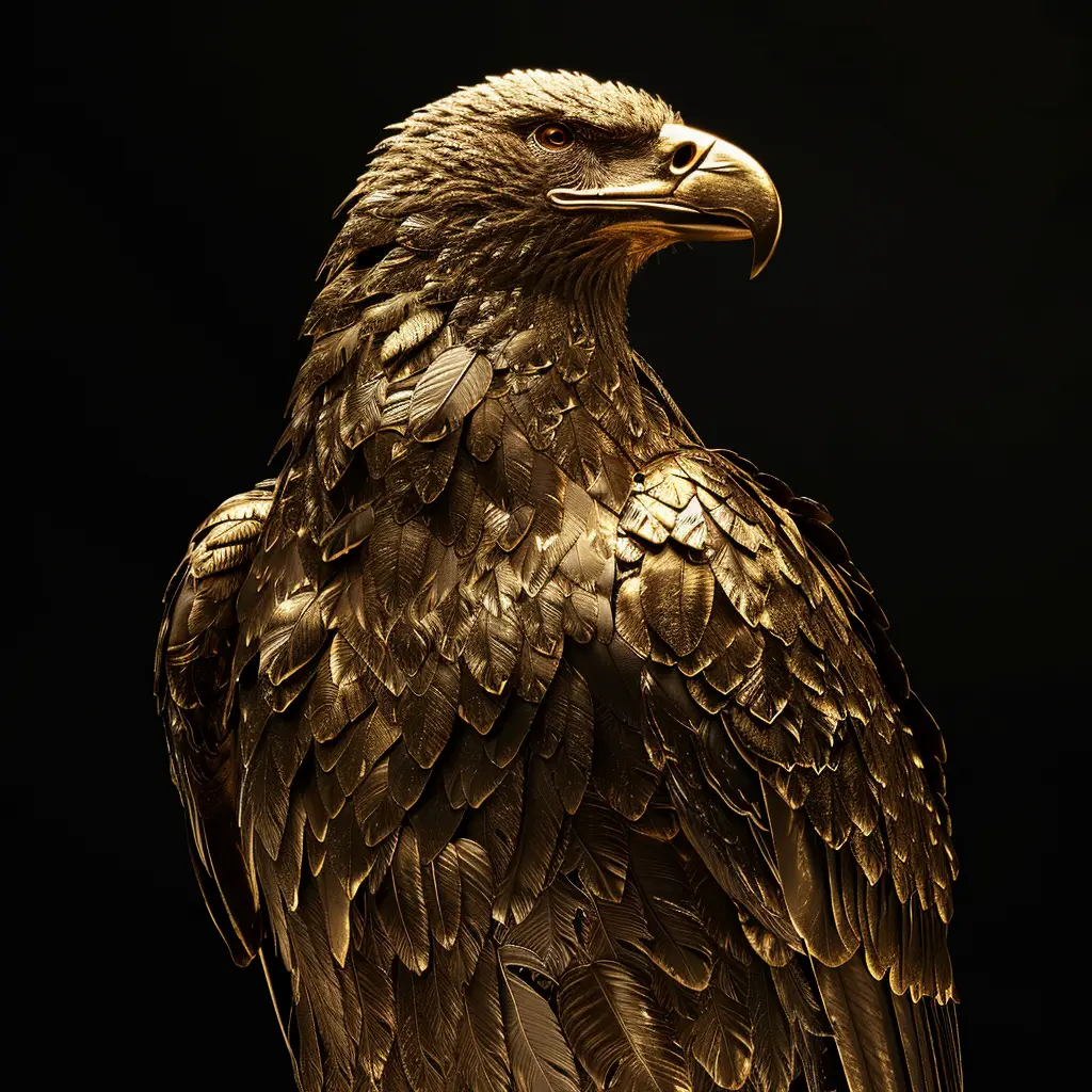 eagle gold golden 3D sculpture