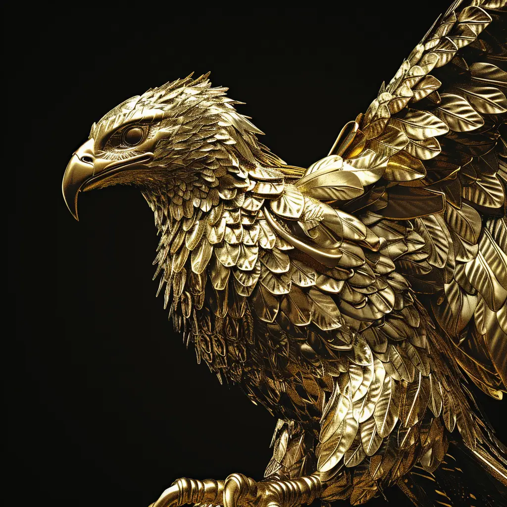 eagle gold golden 3D sculpture