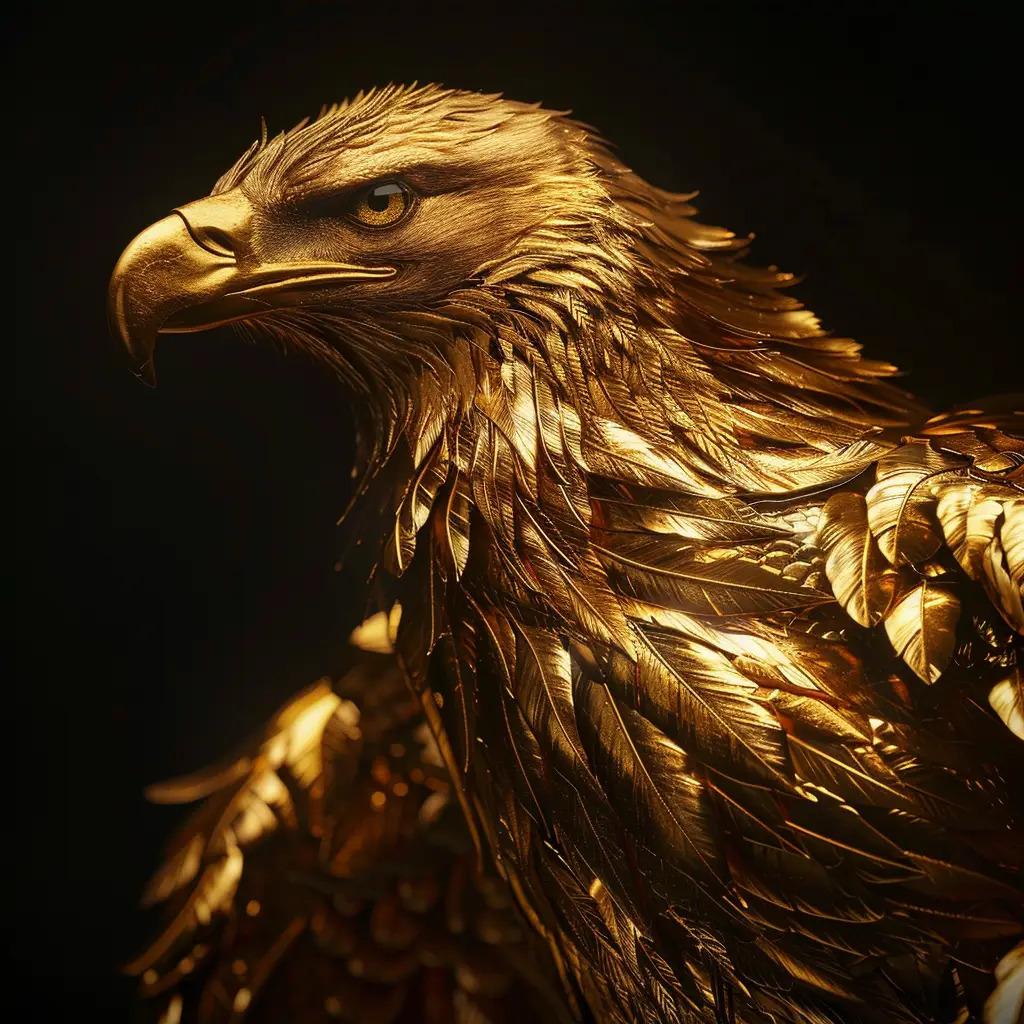 eagle gold golden sculpture 3D